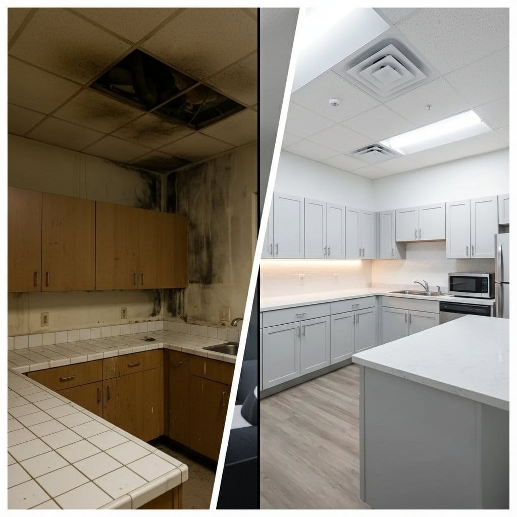 Saddle River Mold Removal home kitchen restoration before and after in Saddle River