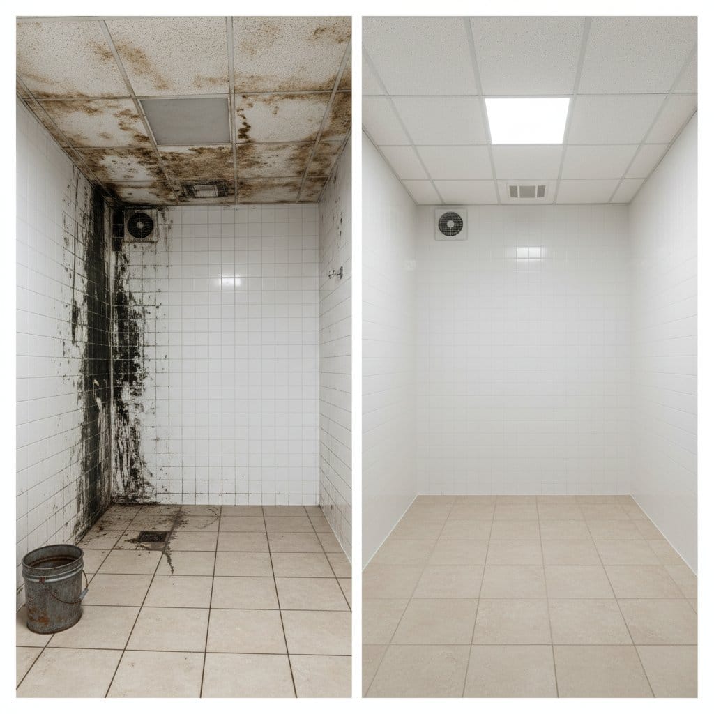 Saddle River Mold Removal bathroom restoration before and after in Saddle River
