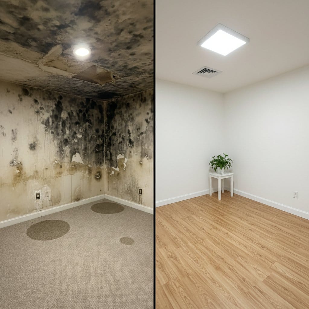 Saddle River Mold Removal bedroom restoration before and after in Saddle River