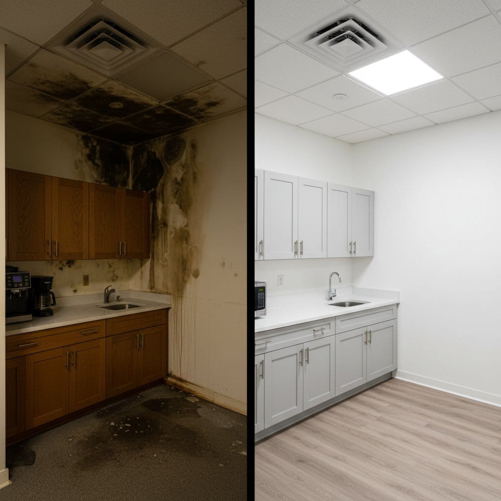 Bathroom & Kitchen Mold Removal restoration β commercial office space of commercial property in Saddle River, NJ